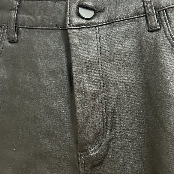 AA Apperloth Women’s Black Biker Jeans Poly Coated Size Small - Picture 3 of 5